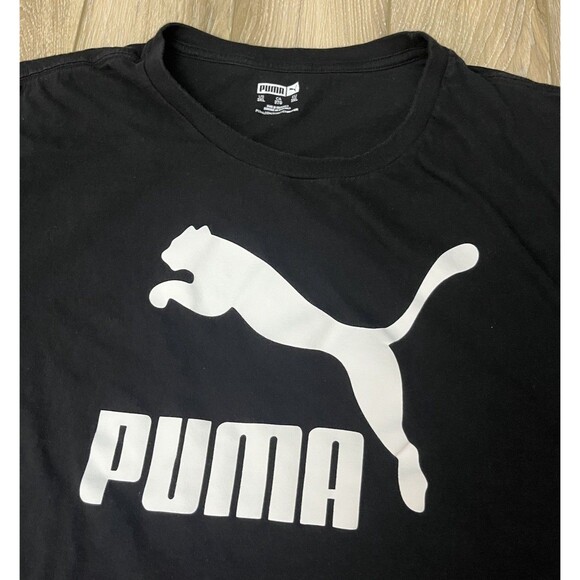 PUMA Black/White Crew Neck Short Sleeve Big Logo Tee Mens Size 3XL - Picture 3 of 8